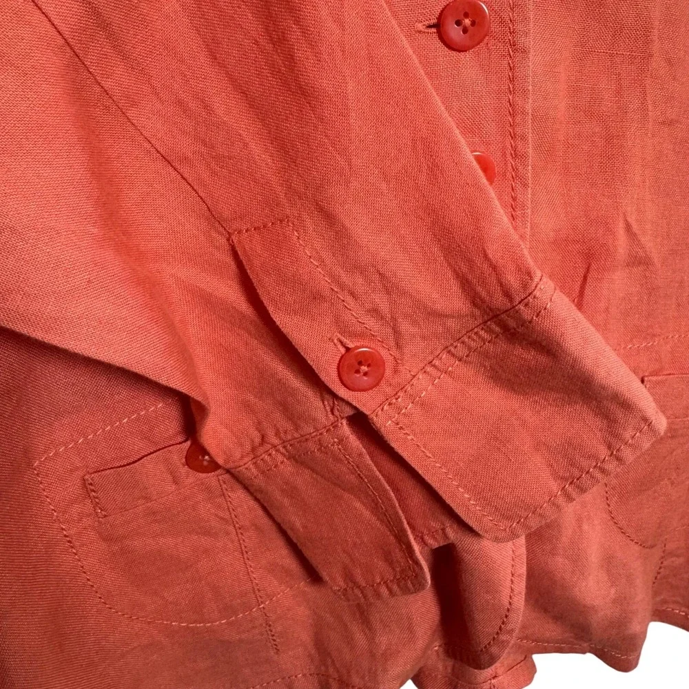 Talbots Women's Size 12 Coral‎ Irish Linen Button Front Jacket Business Casual - Picture 2 of 6